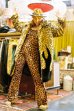 Catsuit in Leopardprint Velvet Flared